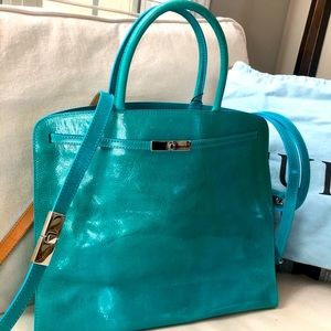 Authentic Furla Teal Leather Shoulder Bag